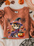 Cute Halloween Cat Vintage Print Casual Sweatshirt