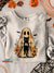 Cute Black Cat Ghost Vintage Print Casual Sweatshirt