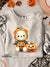 Cute Halloween Pumpkin Bear Vintage Print Casual Sweatshirt