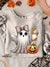 Glittering Halloween Ghosts Vintage Print Casual Sweatshirt