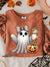 Glittering Halloween Ghosts Vintage Print Casual Sweatshirt