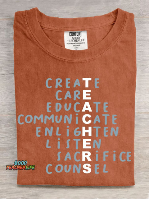 Teacher Casual Print T-Shirt
