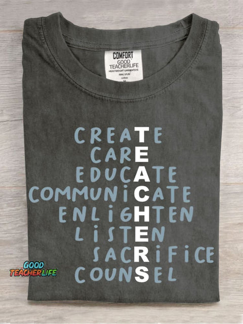 Teacher Casual Print T-Shirt