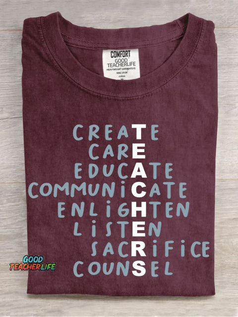 Teacher Casual Print T-Shirt