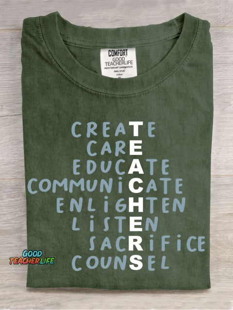 Teacher Casual Print T-Shirt