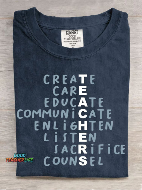 Teacher Casual Print T-Shirt
