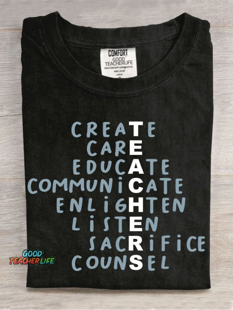 Teacher Casual Print T-Shirt