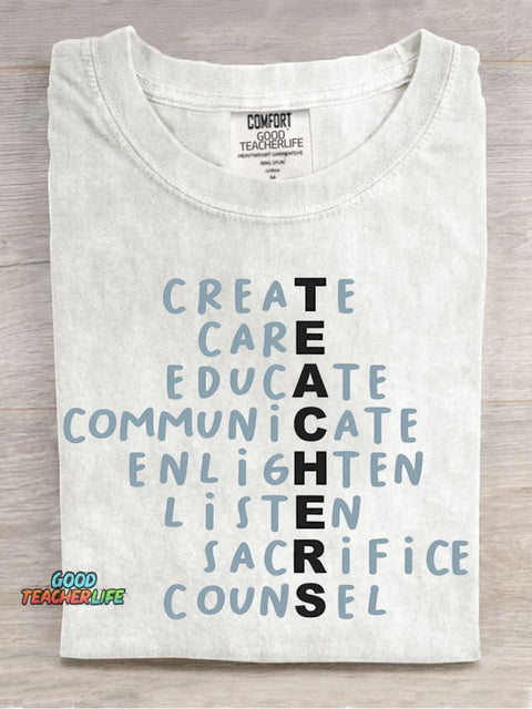 Teacher Casual Print T-Shirt
