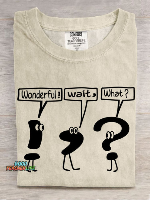 Grammar Punctuation Marks Teacher Casual Print T-Shirt