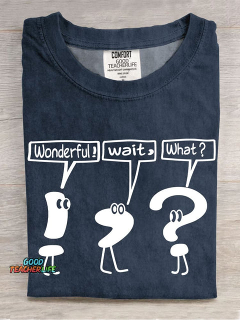 Grammar Punctuation Marks Teacher Casual Print T-Shirt