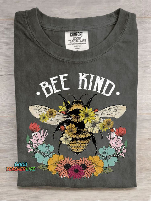 Bee Kind Teacher Casual Print T-Shirt