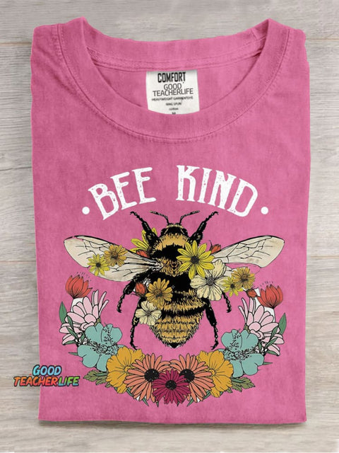 Bee Kind Teacher Casual Print T-Shirt
