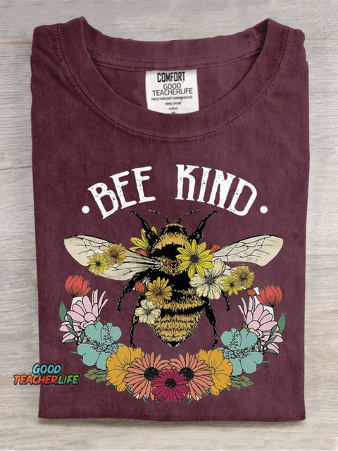 Bee Kind Teacher Casual Print T-Shirt