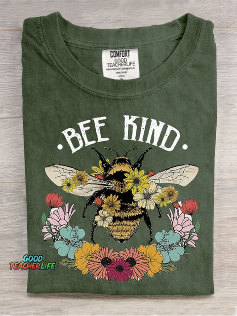 Bee Kind Teacher Casual Print T-Shirt