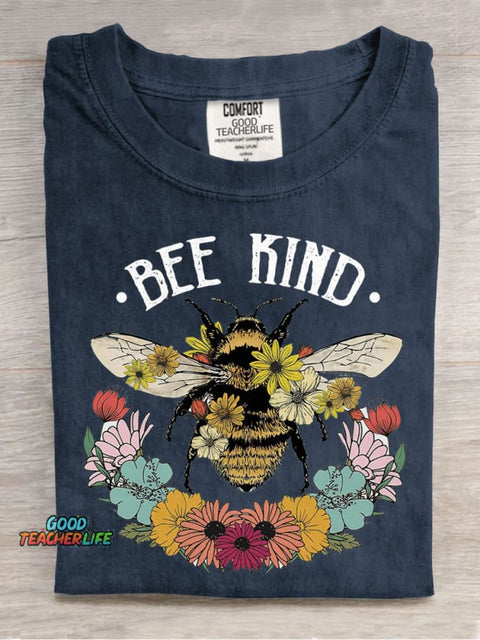 Bee Kind Teacher Casual Print T-Shirt