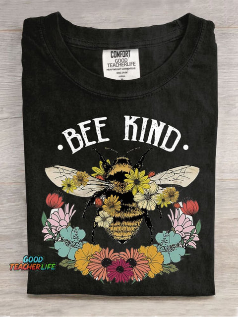 Bee Kind Teacher Casual Print T-Shirt