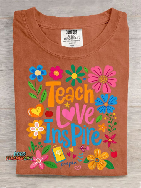 Teach Love Inspire Casual Print T-Shirt