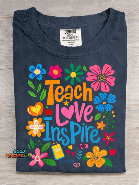Teach Love Inspire Casual Print T-Shirt