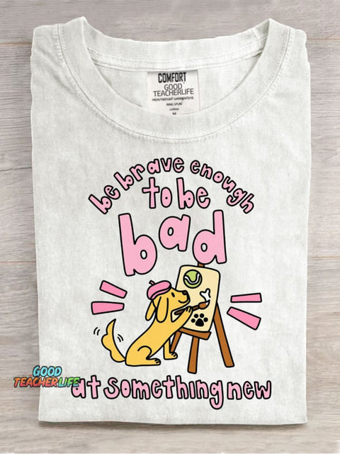 Drawing Puppy Casual Print T-Shirt