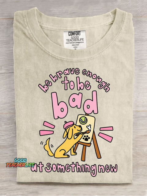 Drawing Puppy Casual Print T-Shirt