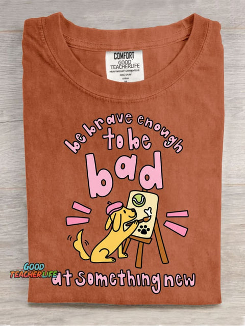 Drawing Puppy Casual Print T-Shirt