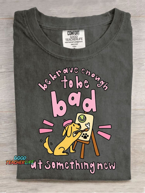 Drawing Puppy Casual Print T-Shirt