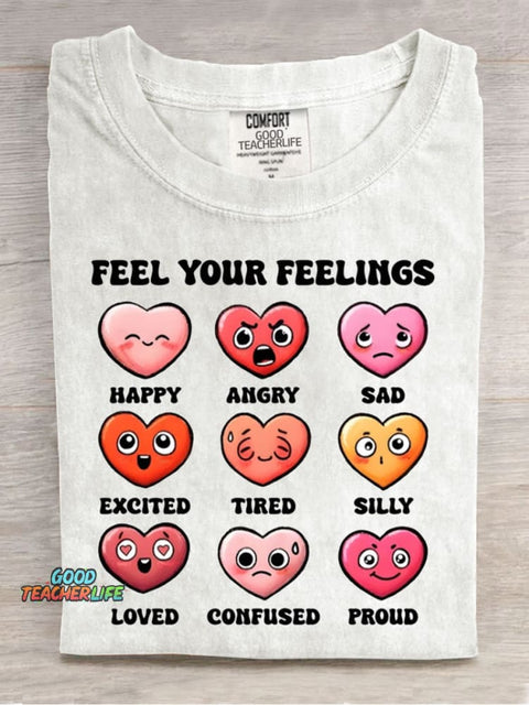 Feel Your Feeling Casual Print T-Shirt