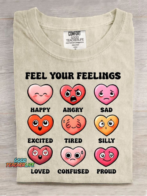 Feel Your Feeling Casual Print T-Shirt