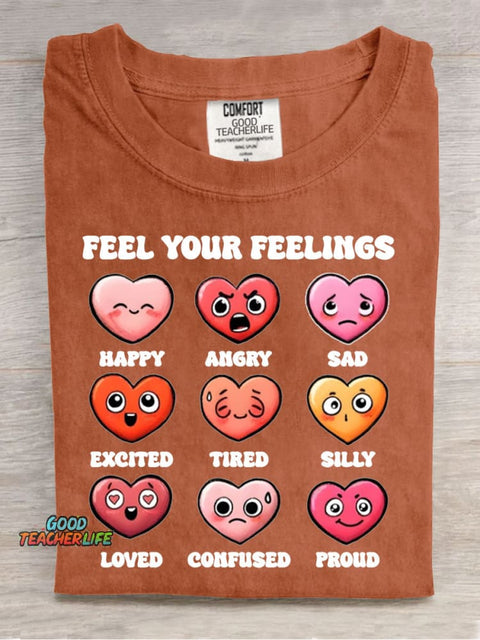 Feel Your Feeling Casual Print T-Shirt