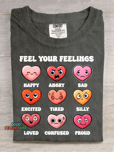 Feel Your Feeling Casual Print T-Shirt