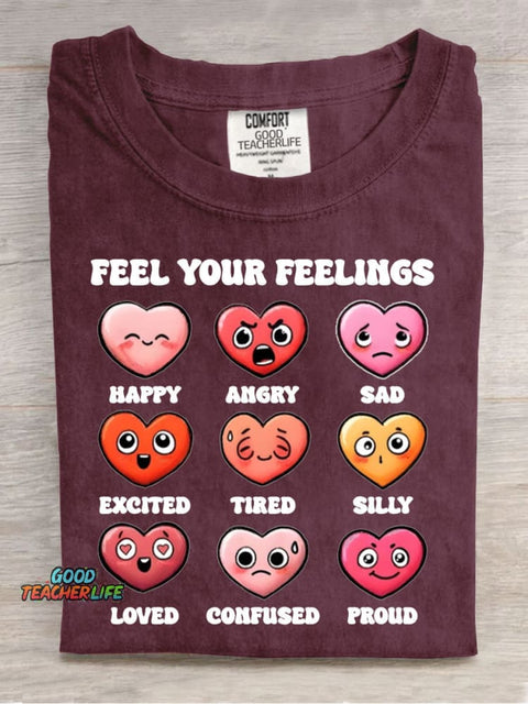 Feel Your Feeling Casual Print T-Shirt