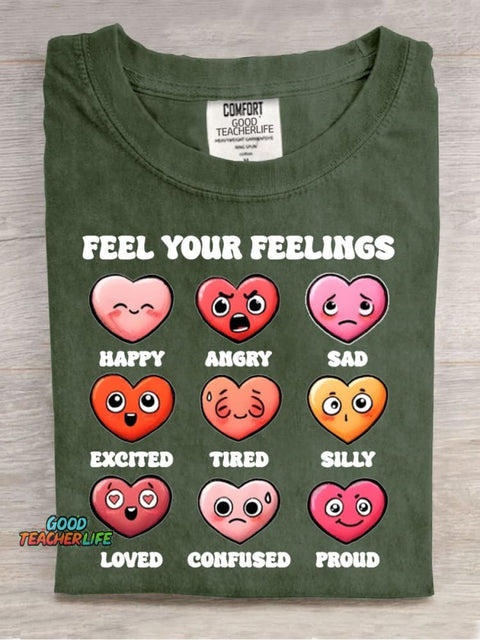 Feel Your Feeling Casual Print T-Shirt
