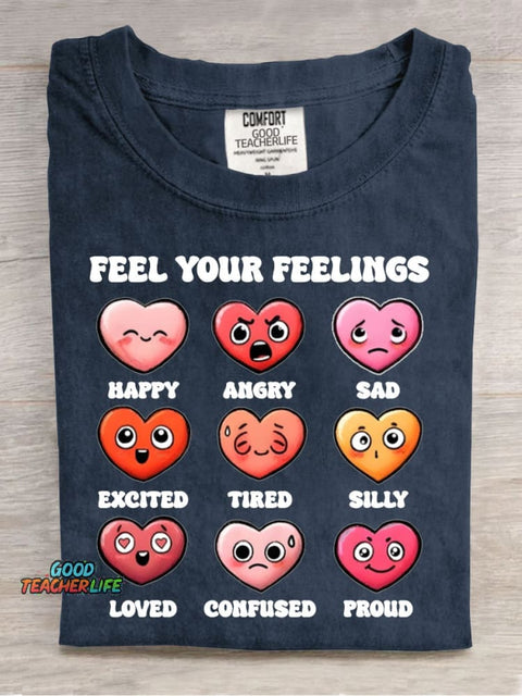 Feel Your Feeling Casual Print T-Shirt