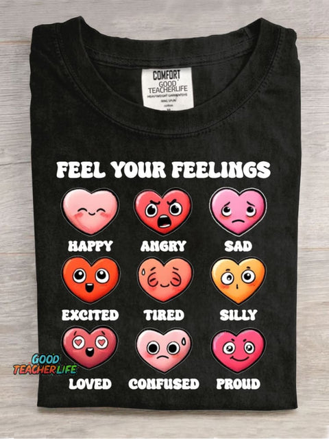 Feel Your Feeling Casual Print T-Shirt