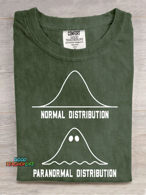 Normal Paranormal Distribution Casual Print T-Shirt