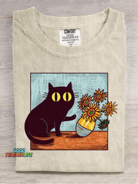 Funny Cat Casual Print T-Shirt