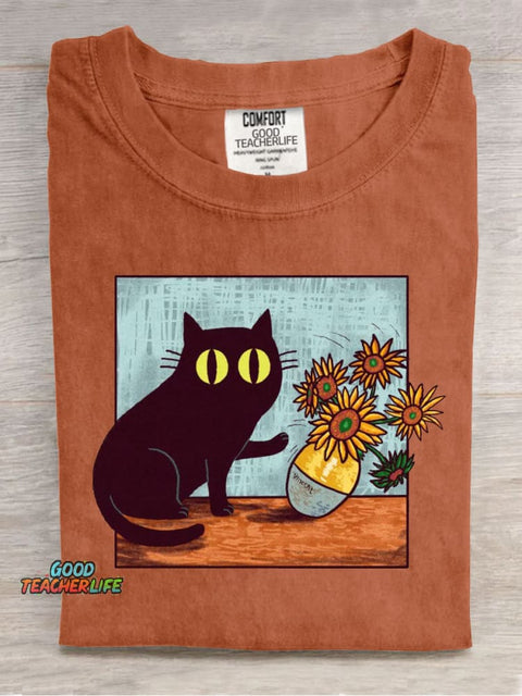 Funny Cat Casual Print T-Shirt