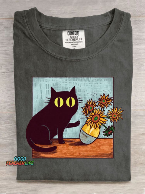 Funny Cat Casual Print T-Shirt