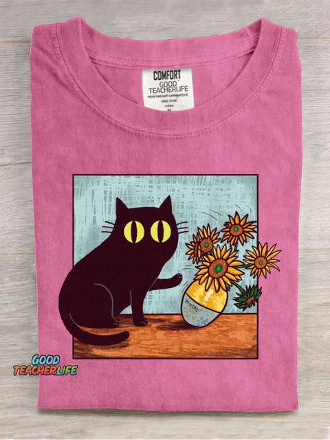 Funny Cat Casual Print T-Shirt
