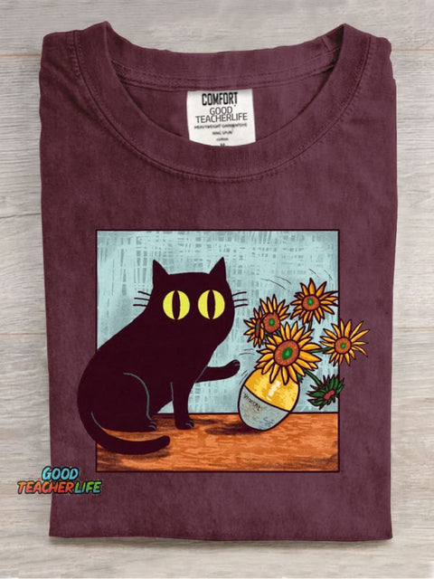 Funny Cat Casual Print T-Shirt