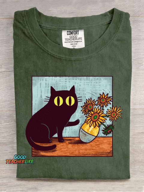 Funny Cat Casual Print T-Shirt