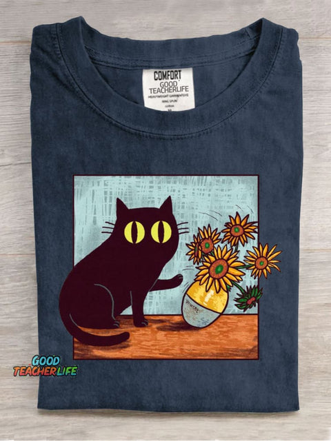 Funny Cat Casual Print T-Shirt