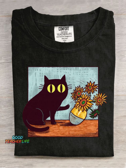 Funny Cat Casual Print T-Shirt