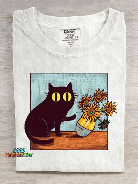 Funny Cat Casual Print T-Shirt