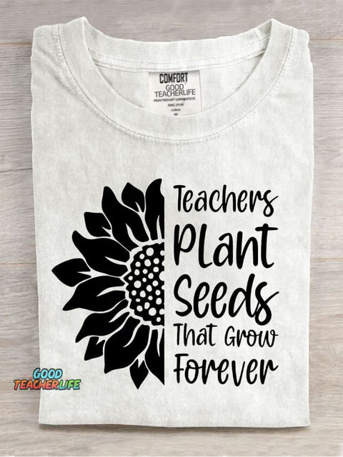 Teachers Plant Casual Print T-Shirt