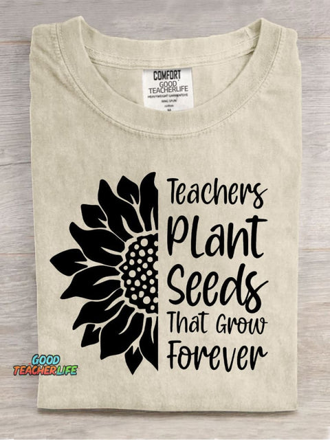 Teachers Plant Casual Print T-Shirt