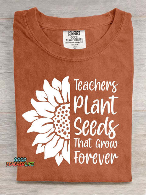 Teachers Plant Casual Print T-Shirt