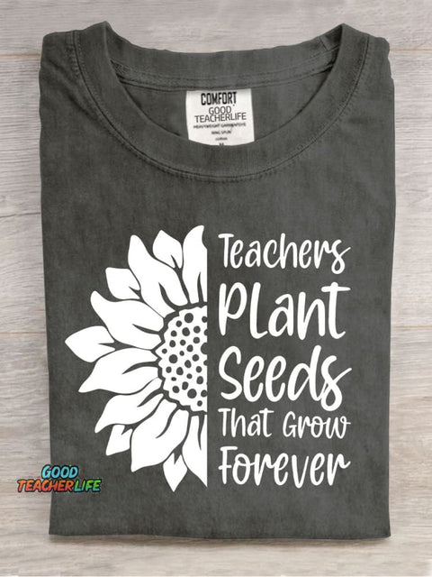 Teachers Plant Casual Print T-Shirt