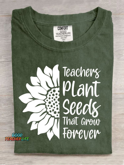 Teachers Plant Casual Print T-Shirt