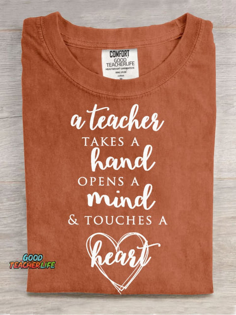 Teachers Love Casual Print T-Shirt